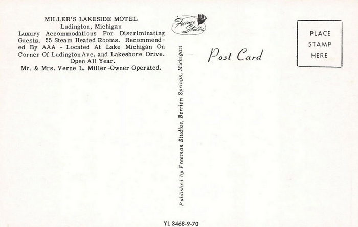 Ludington Beach House (Millers Lakeside Resort, Millers Lakeside Motel) - Old Postcard